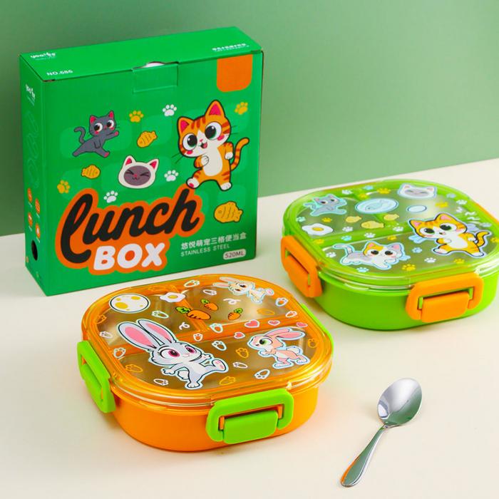 悠悅萌寵三格便當盒(520ml)